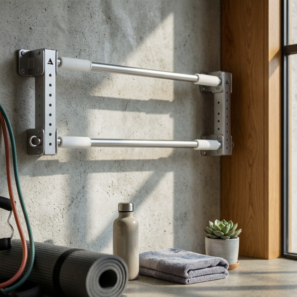 Home Gym Wall Mounted - Pull-up Bar with Hanging Rings Height