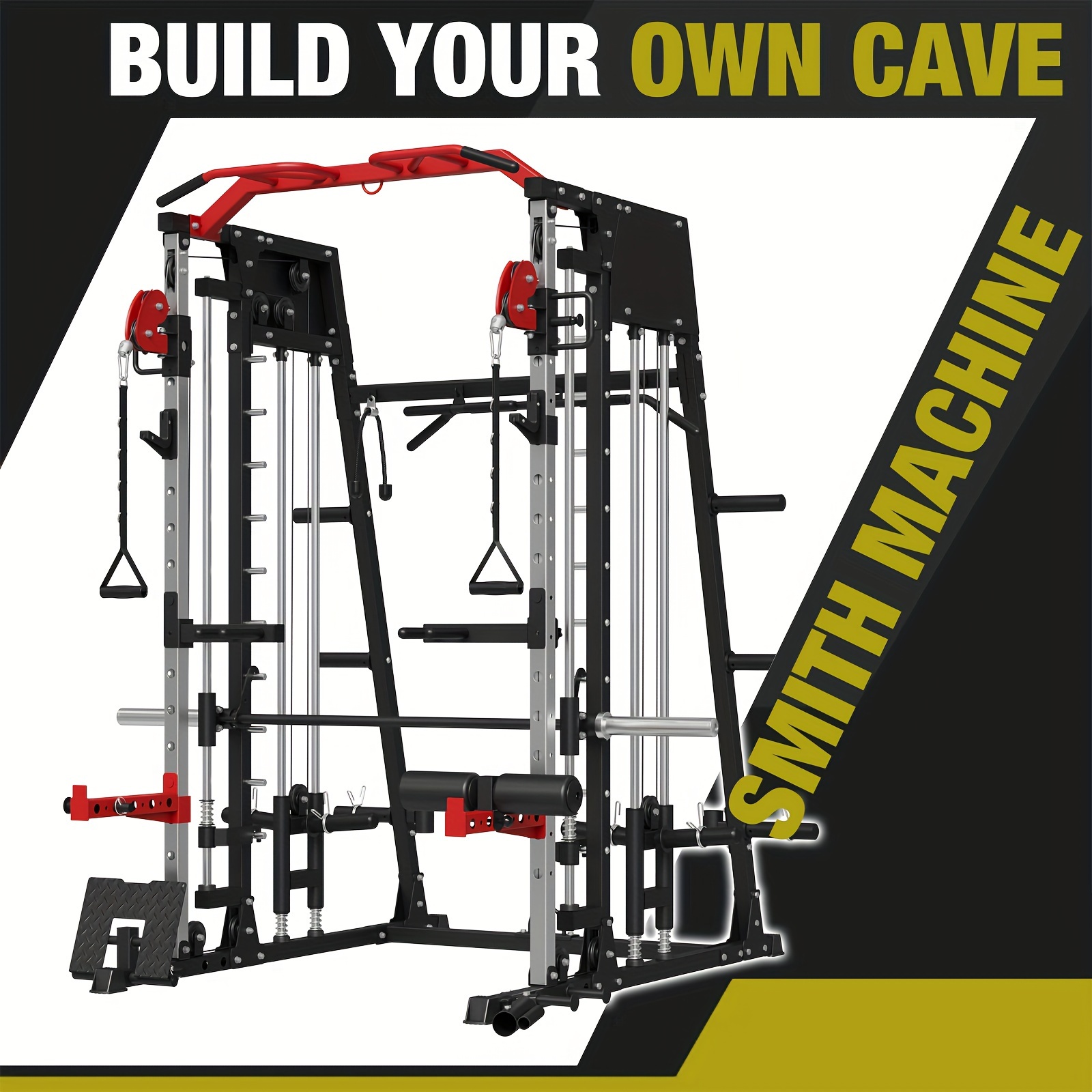 Home Gym Rack With Cables - ALL-IN-ONE 2200lbs Smith Machine Home Gym,
