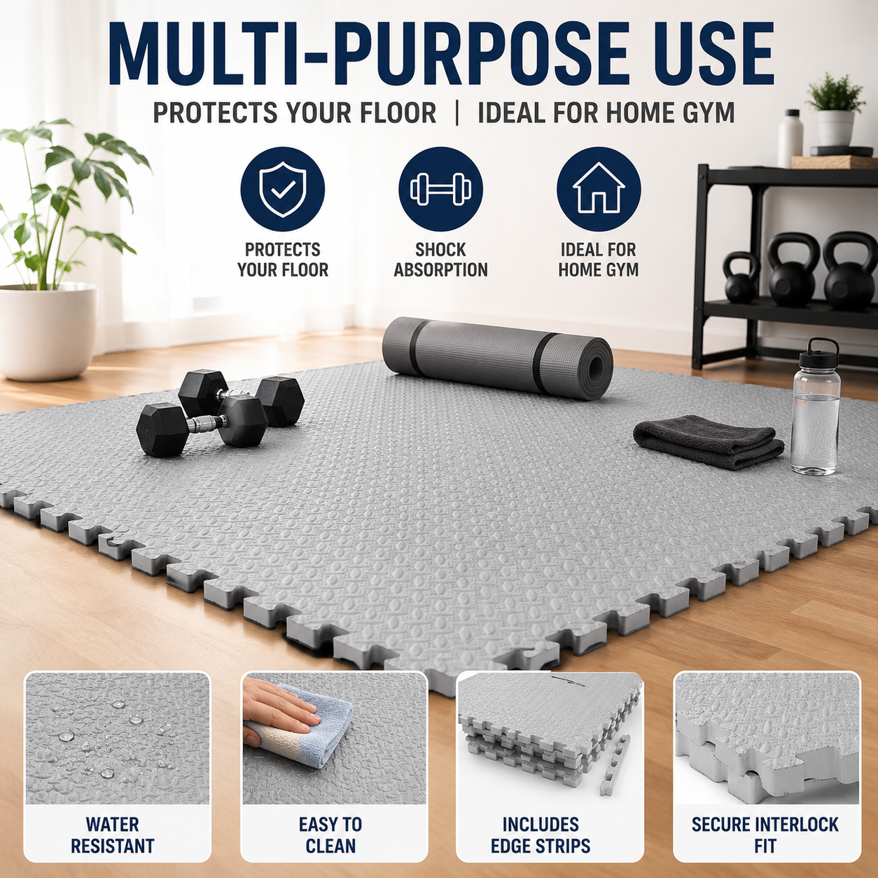 Home Gym On Carpet - 1-Inch Thick EVA Foam Interlocking Gym