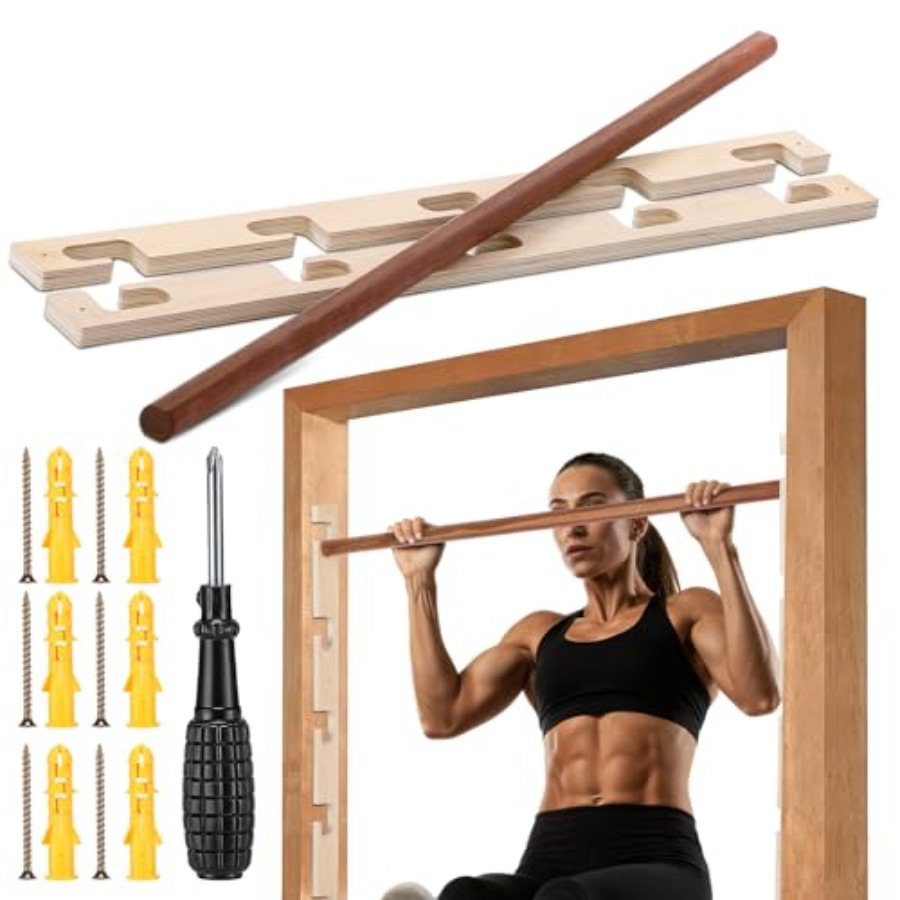 Suspension Trainer Door - Adjustable 5-Level Wooden Doorway Pull-up Bar