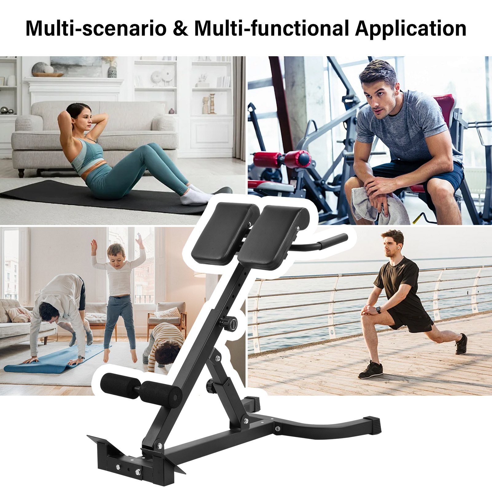 Home Gym Hamstring Exercises - 330LBS Heavy Duty Roman Chair, 8-Level