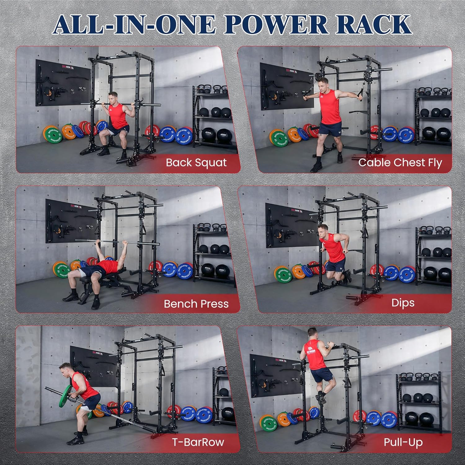 Smith Machine, 5 in 1 Heavy-Du - Home Gym Rack With Cables reseña y precio