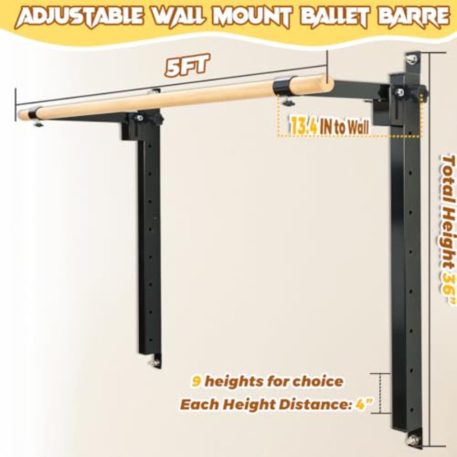 Wall Mounted Ballet Barre 4ft  - Home Gym Wall Mounted reseña y precio