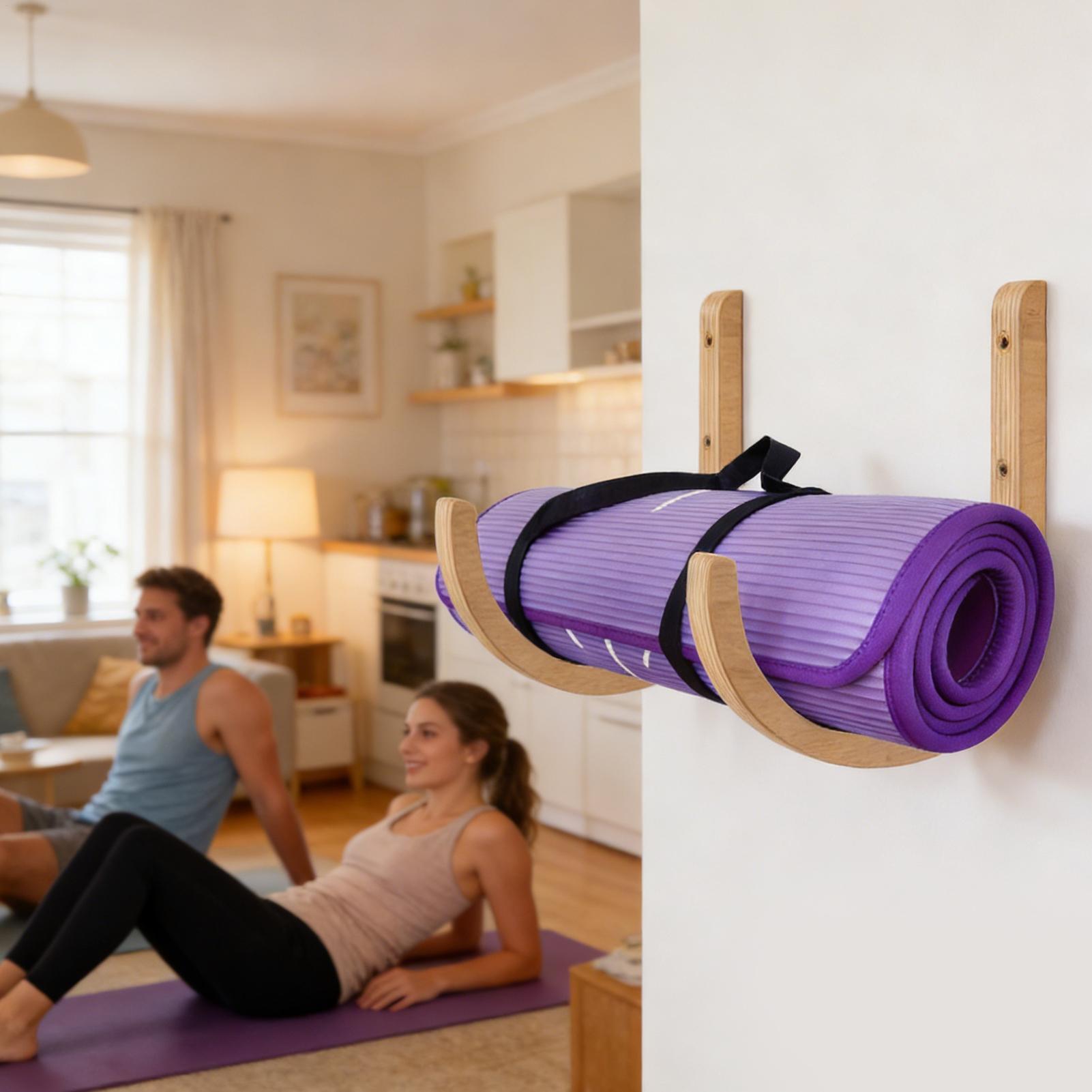 Wooden Yoga Mat Holder Wall Mo - Home Gym Yoga Storage reseña y precio