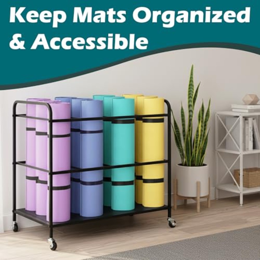 Yoga Mat Rack Storage Basket w - Home Gym Yoga Storage reseña y precio