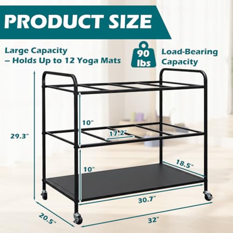 Yoga Mat Rack Storage Basket w - Home Gym Yoga Storage reseña y precio