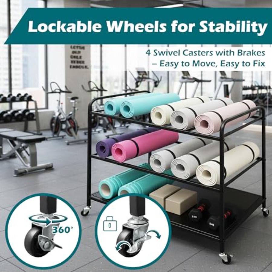 Yoga Mat Rack Storage Basket w - Home Gym Yoga Storage reseña y precio