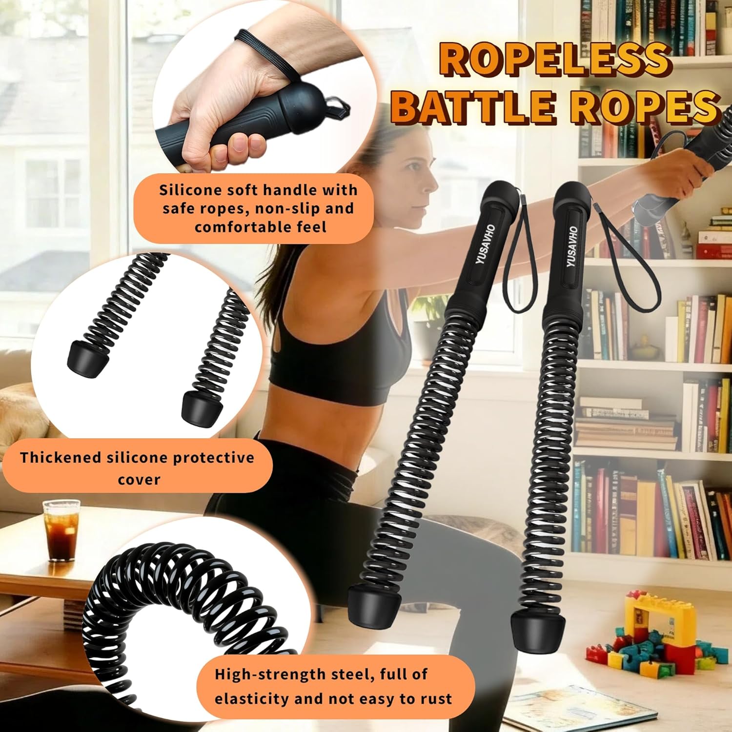 Cordless Battle Ropes for Home - Home Gym Upper Body Workout reseña y precio