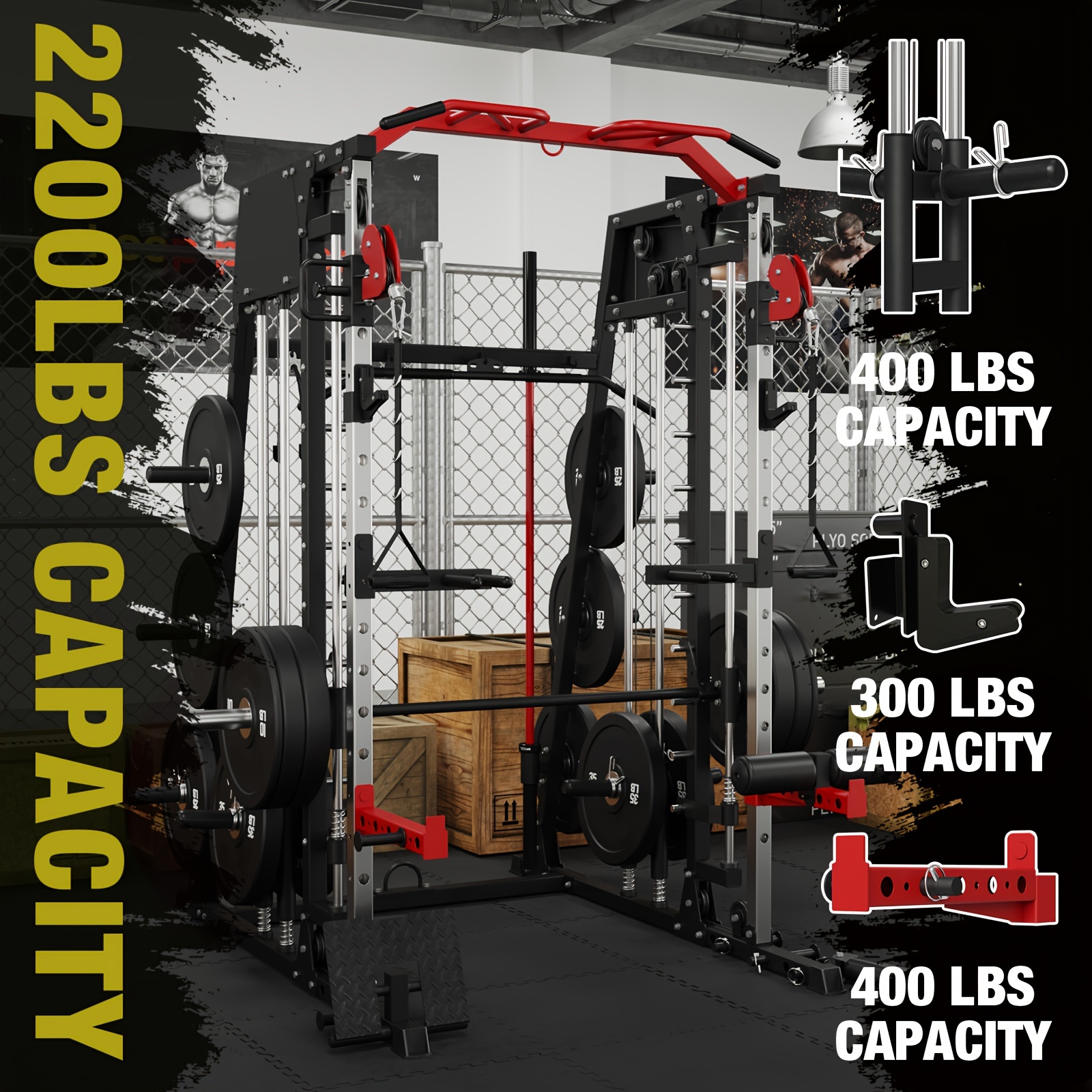 ALL-IN-ONE 2200lbs Smith Machi - Home Gym Rack With Cables reseña y precio