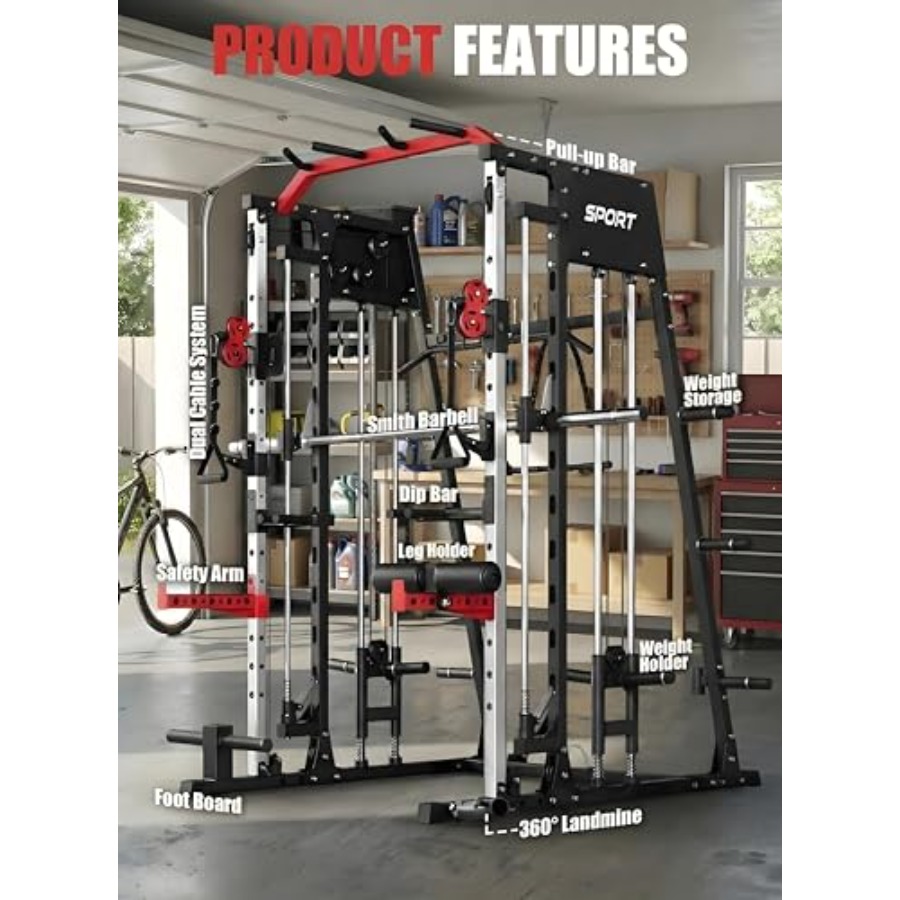 Smith Machine Home Gym All in  - Home Gym Rack With Cables reseña y precio
