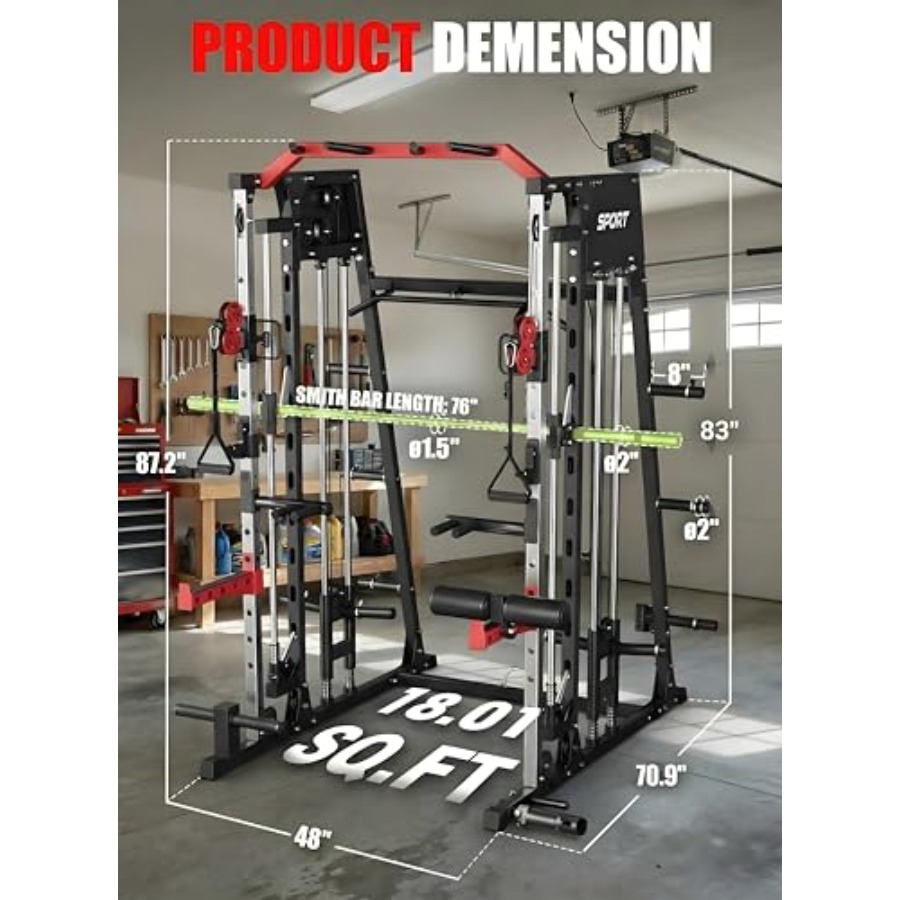 Smith Machine Home Gym All in  - Home Gym Rack With Cables reseña y precio