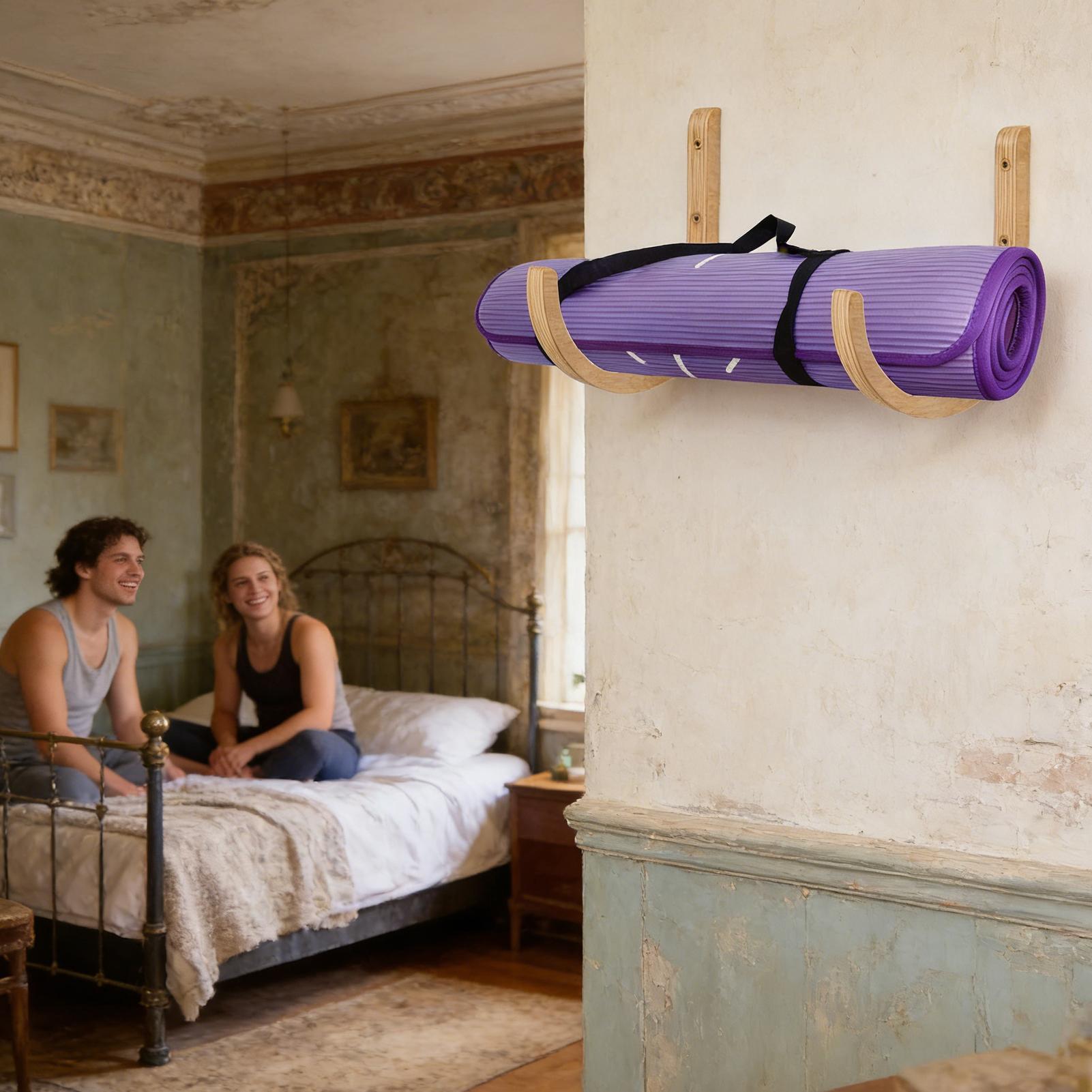 Yoga Mat Storage Rack 2PC Wood - Home Gym On Carpet reseña y precio