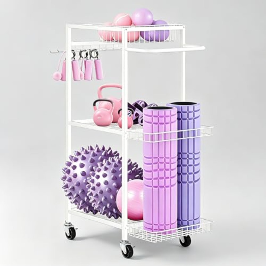 Workout Equipment Storage Rack - Home Gym Yoga Storage reseña y precio