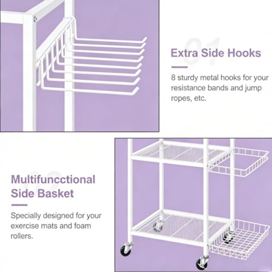 Workout Equipment Storage Rack - Home Gym Yoga Storage reseña y precio