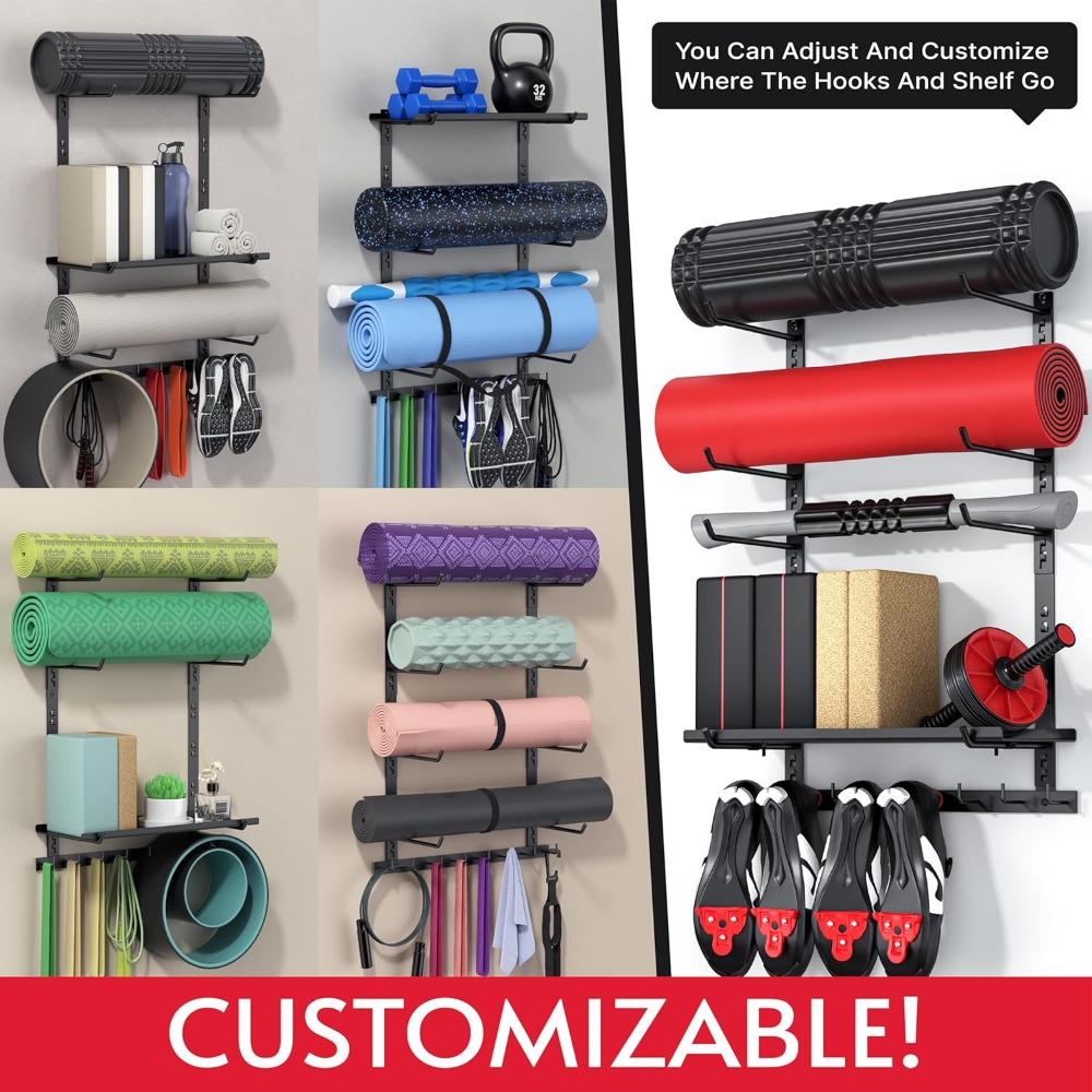 Adjustable Wall-Mounted Gym Eq - Home Gym Yoga Storage reseña y precio