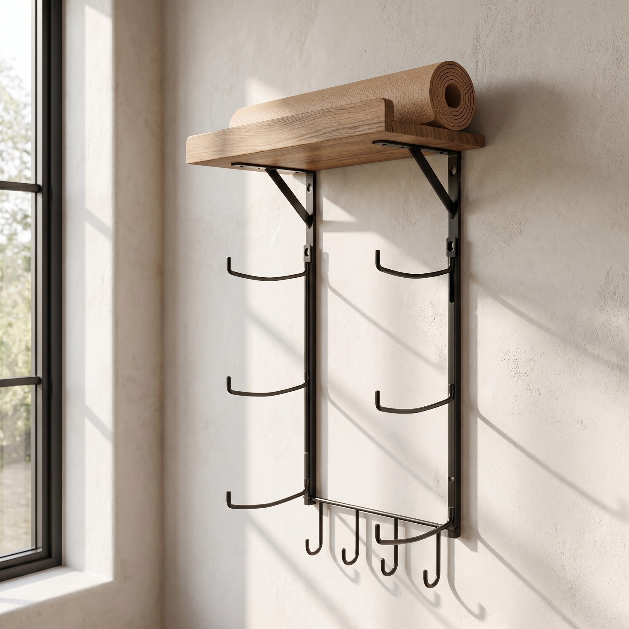 Yoga Mat Wall Rack Metal Stora - Home Gym Yoga Storage reseña y precio