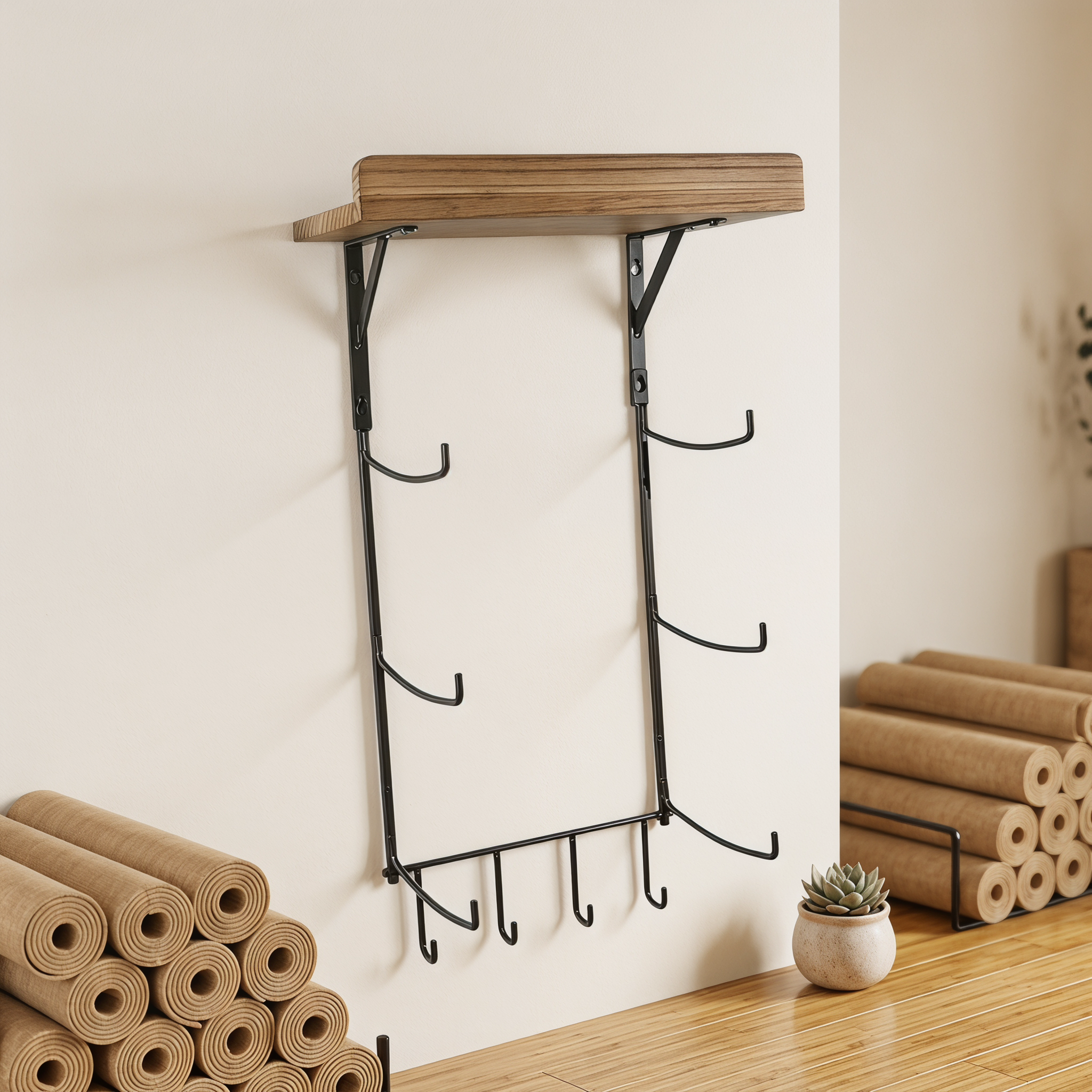 Yoga Mat Wall Rack Metal Stora - Home Gym Yoga Storage reseña y precio