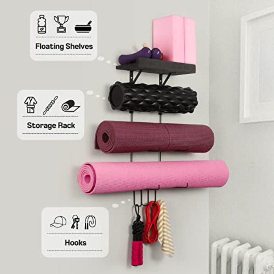 Yoga Mat Holder Wall Mount Yog - Home Gym Yoga Storage reseña y precio