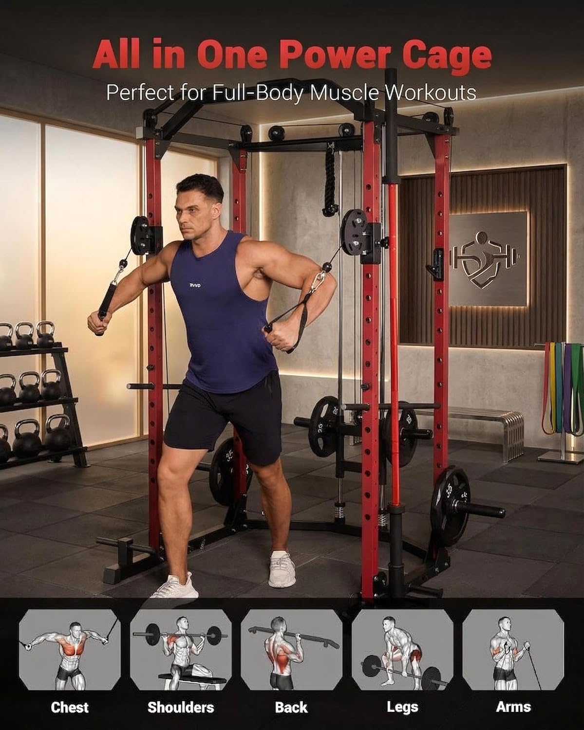 Power Cage, Multi-Functional P - Home Gym Rack With Cables reseña y precio