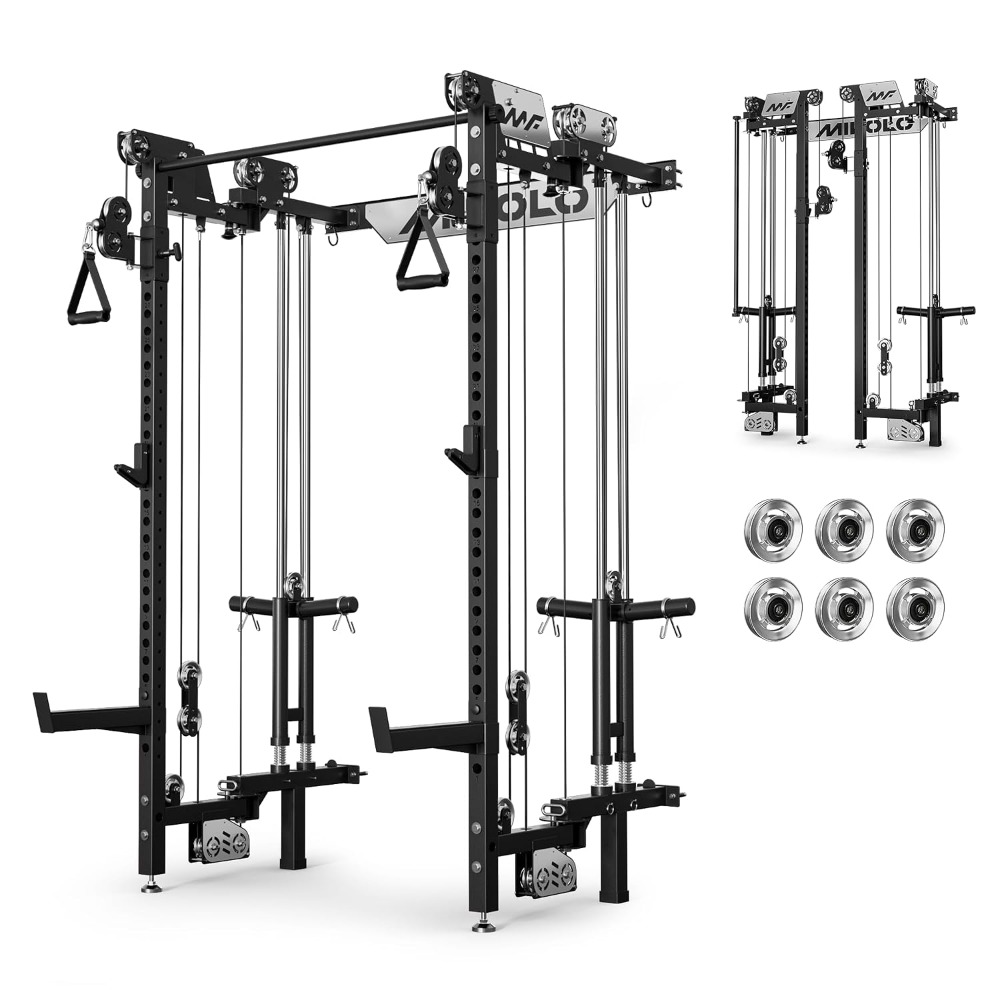 Folding Wall Mounted Squat Rac - Home Gym Rack With Cables reseña y precio
