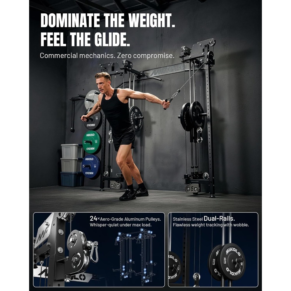 Folding Wall Mounted Squat Rac - Home Gym Rack With Cables reseña y precio